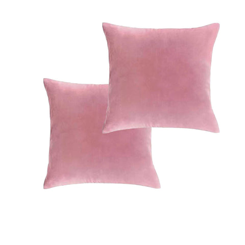 Vintage Design Homewares Pair Of Cotton Velvet European Pillowcases Smokey Rose