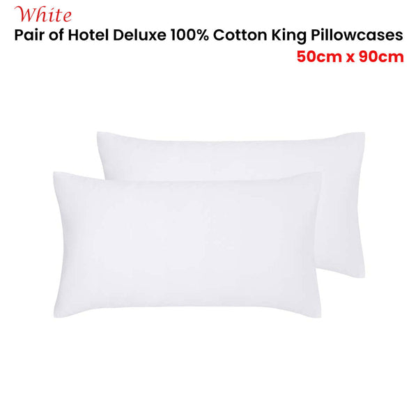 Accessorize Pair Of White Hotel Deluxe Cotton King Pillowcases 50Cm X 90Cm Pillow Cases