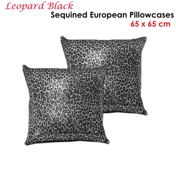 Accessorize Pair Of Leopard Black Sequined Pillowcases Pillow Cases