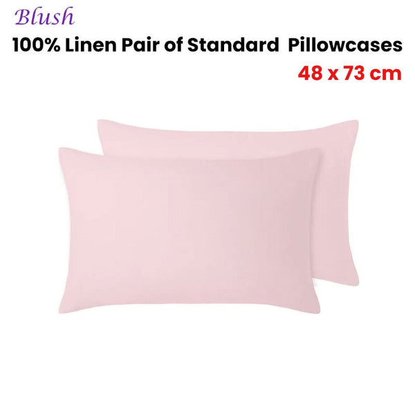 Design Homewares 100% Linen Pair Of Pillowcases 48 X 73 Cm Pillow Cases
