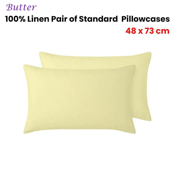 Design Homewares 100% Linen Pair Of Pillowcases 48 X 73 Cm Pillow Cases