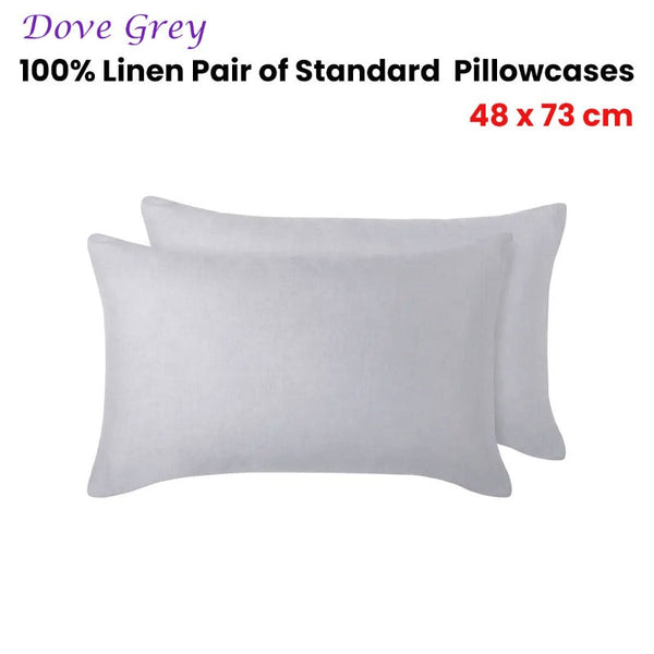 Design Homewares 100% Linen Pair Of Pillowcases 48 X 73 Cm Pillow Cases
