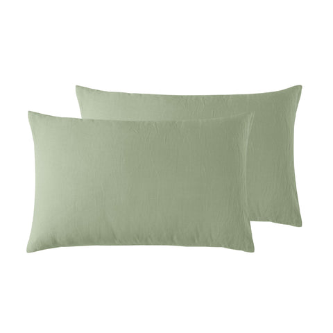 Vintage Design Homewares Pair Of 100% Linen Standard Pillowcases Sage