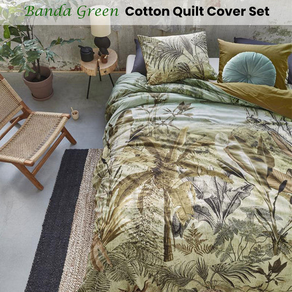Bedding House Banda Green Cotton Quilt Cover Set