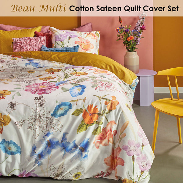 Bedding House Beau Multi Cotton Sateen Quilt Cover Set