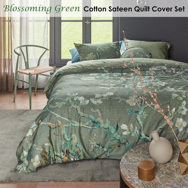 Bedding House Blossoming Green Cotton Sateen Quilt Cover Set
