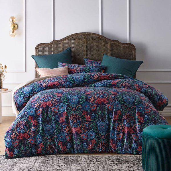Design Homewares Canterbury Printed Velvet Quilt Cover Set Quilt Covers