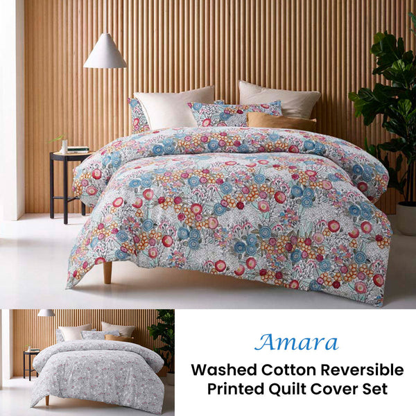 Accessorize Amara Washed Cotton Printed Reversible Quilt Cover Set Queen Comforter Sets Queen