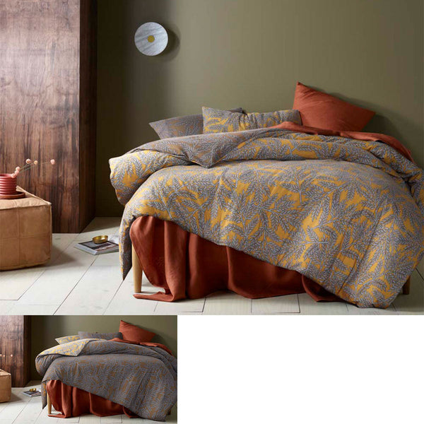 Accessorize Clove Washed Cotton Printed Reversible Quilt Cover Set