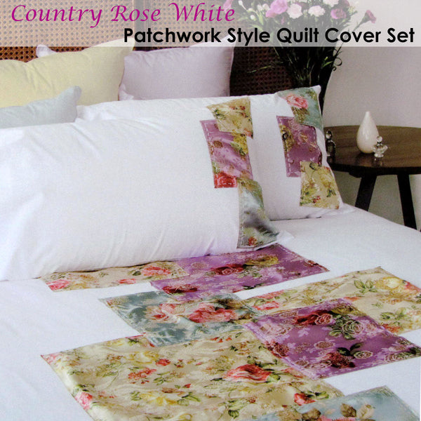 Accessorize Country Rose White Quilt Cover Set Queen
