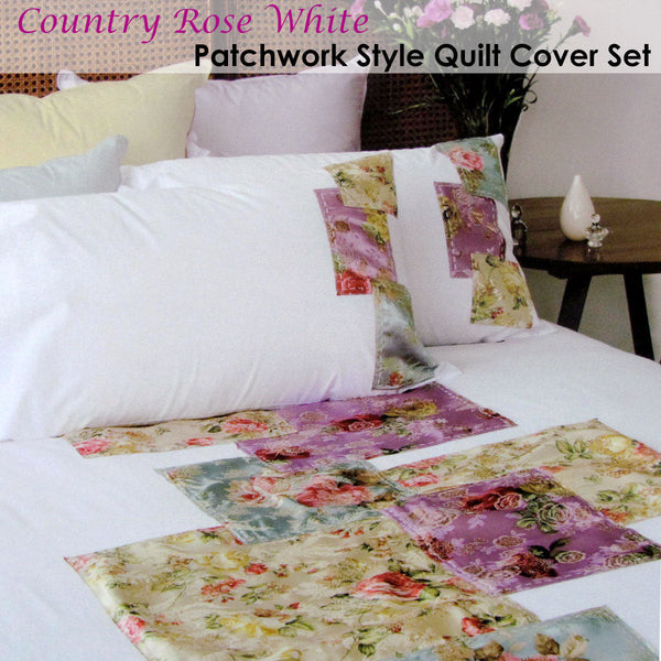 Accessorize Country Rose White Quilt Cover Set Single Quilt Covers