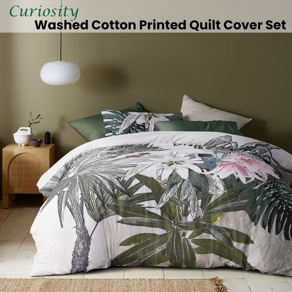 Accessorize Curiosity Washed Cotton Printed Quilt Cover Set Queen Quilt Covers