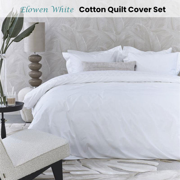 Riviera Maison Elowen White Cotton Quilt Cover Set Quilt Covers