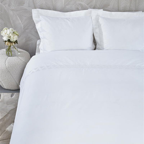 Riviera Maison Elowen White Cotton Quilt Cover Set Quilt Covers