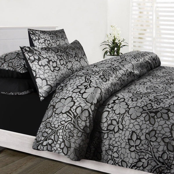 Accessorize Emma Quilt Cover Set Black Double Quilt Covers