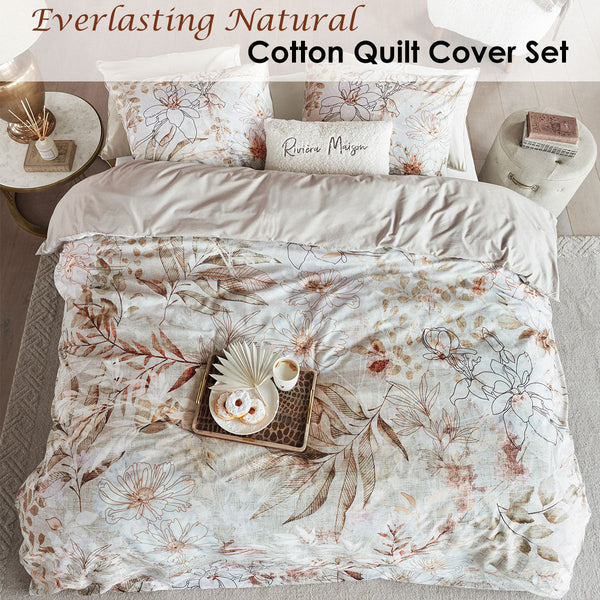 Riviera Maison Everlasting Natural Cotton Quilt Cover Set Quilt Covers