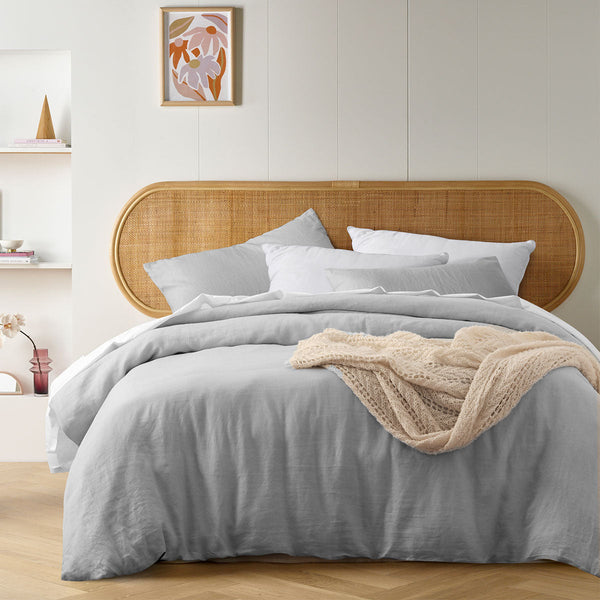 Design Homewares Silver French Linen Quilt Cover Set Quilt Covers