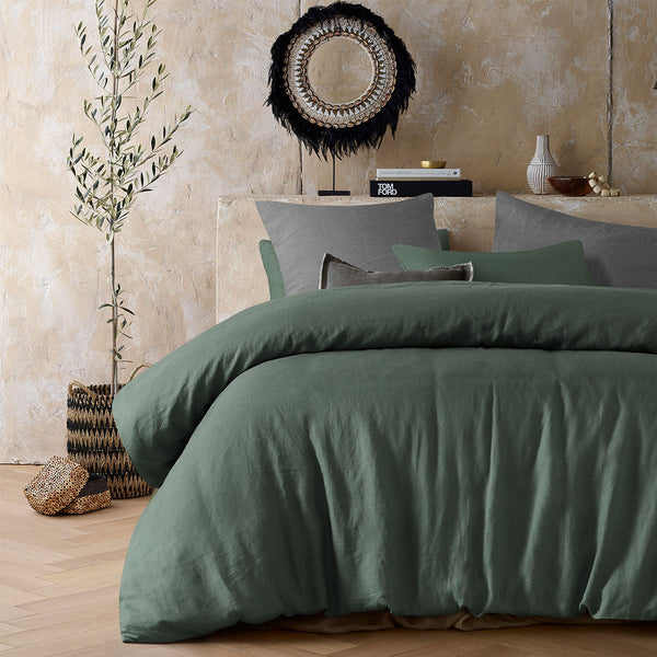 Design Homewares Sea Green 100% Hemp Quilt Cover Set Quilt Covers