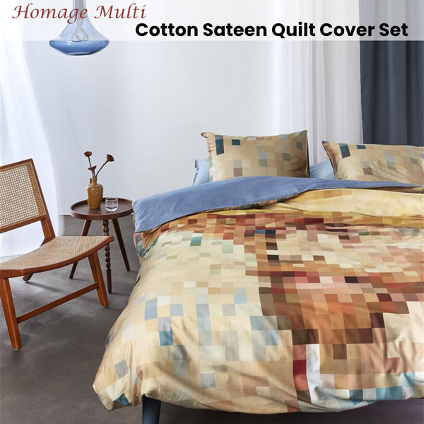Bedding House Homage Multi Cotton Sateen Quilt Cover Set Queen