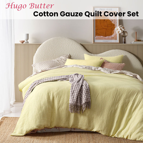Vintage Design Homewares Hugo Butter Cotton Gauze Quilt Cover Set