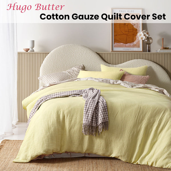 Design Homewares Hugo Butter Cotton Gauze Quilt Cover Set Quilt Covers