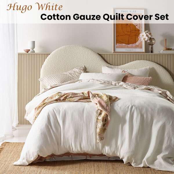 Vintage Design Homewares Hugo White Cotton Gauze Quilt Cover Set