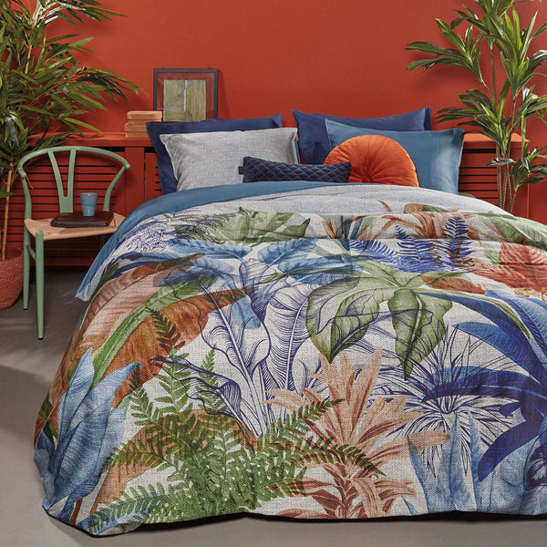 Bedding House Isla Blue Cotton Sateen Quilt Cover Set