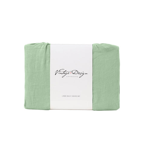 Design Homewares Pistachio French Linen Quilt Cover Set Quilt Covers