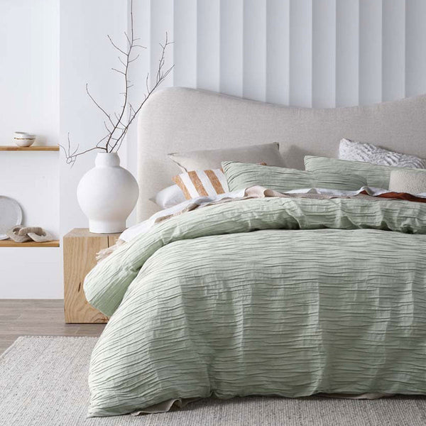 Design Homewares Malvern Sage Cotton Quilt Cover Set Double Quilt Covers