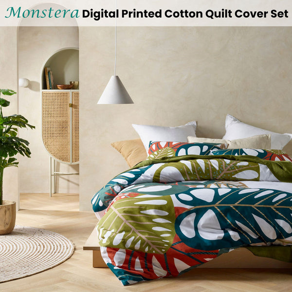 Accessorize Monstera Digital Printed Cotton Quilt Cover Set King