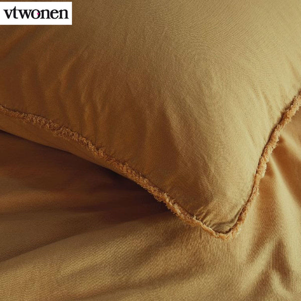 Vtwonen Natural Stone Fraying Yellow Quilt Cover Set