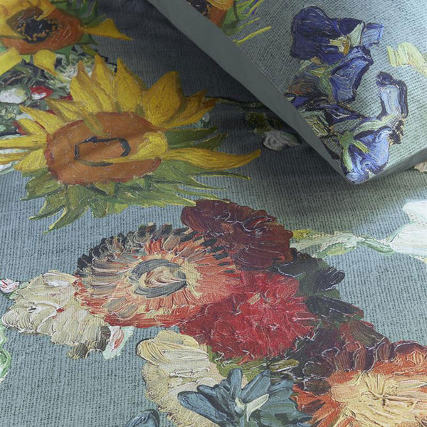 Bedding House Van Gogh Partout Des Fleurs Green Cotton Sateen Quilt Cover Set