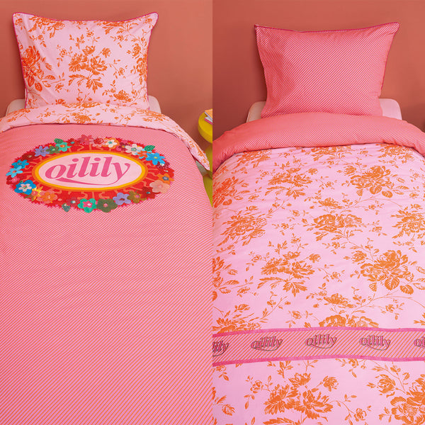 Oilily Prom Flowers Pink Cotton Quilt Cover Set Single Quilt Covers