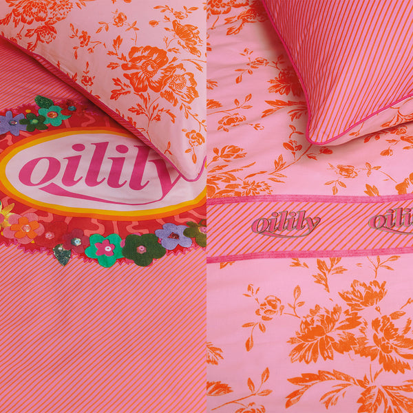 Oilily Prom Flowers Pink Cotton Quilt Cover Set Single Quilt Covers