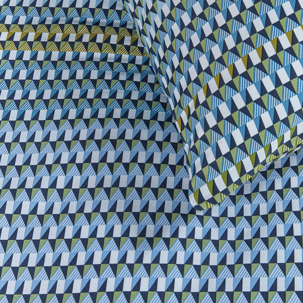 Bedding House Rhythm Blue Green Cotton Sateen Quilt Cover Set