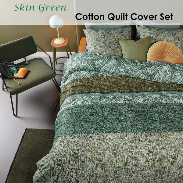 Bedding House Skin Green Cotton Quilt Cover Set