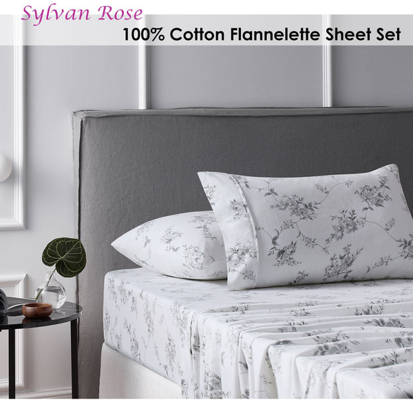 Accessorize Cotton Flannelette Sheet Set Sylvan Rose Single