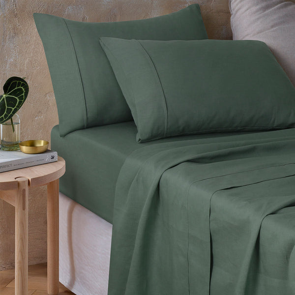 Design Homewares Sea Green 100% Hemp Sheet Set Sheets