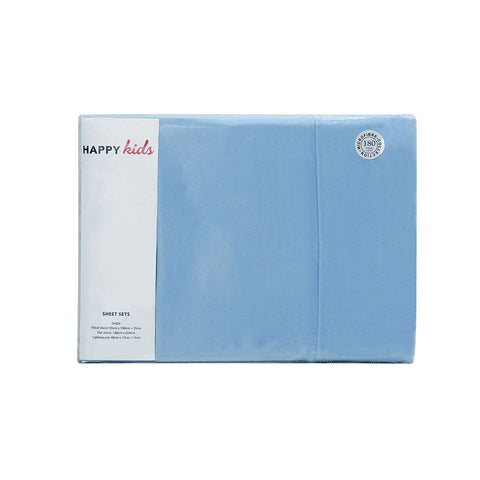 King Single Happy Kids Blue Plain Dyed Microfibre Sheet Set Sheets
