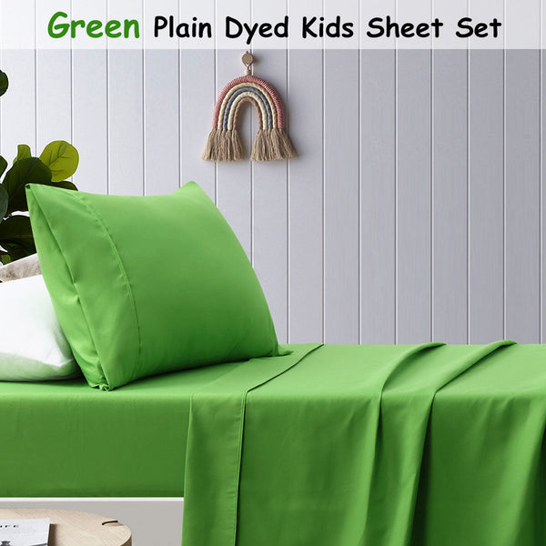Happy Kids Green Plain Dyed Microfibre Sheet Set