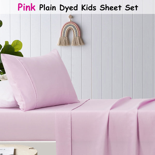 Happy Kids Pink Plain Dyed Microfibre Sheet Set