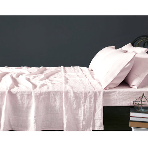 Super King Design Homewares 100% Linen Blush Sheet Set Sheets