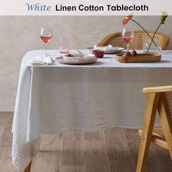 Design Homewares White French Linen Tablecloth Table Cloths