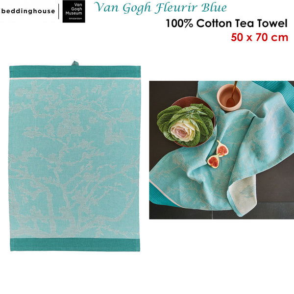 House Van Gogh Fleurir Blue Tea Towel Tea Towels & Dishcloths