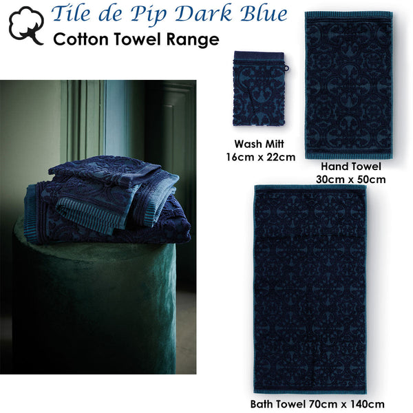 Pip Studio Tile De Dark Blue Wash Mitt 16Cm X 22Cm Oven Mitts & Potholders