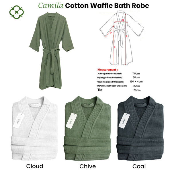 J Elliot Camila Cotton Waffle Bath Robe Chive Sleepwear & Robes