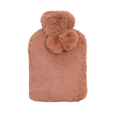 J.Elliot Home Amara Hot Water Bottle With Super Plush Faux Fur Cover Clay Pink