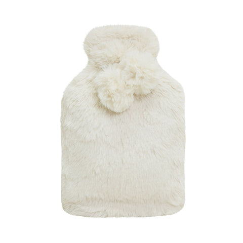 J.Elliot Home Amara Hot Water Bottle With Super Plush Faux Fur Cover Ivory