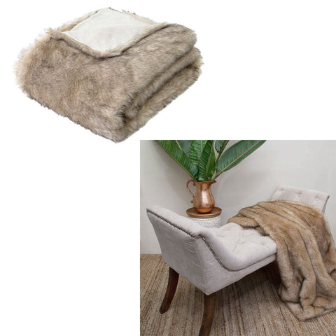 J Elliot Brown Fox Luxury Faux Fur Throw 130 X 160Cm Throws & Afghans