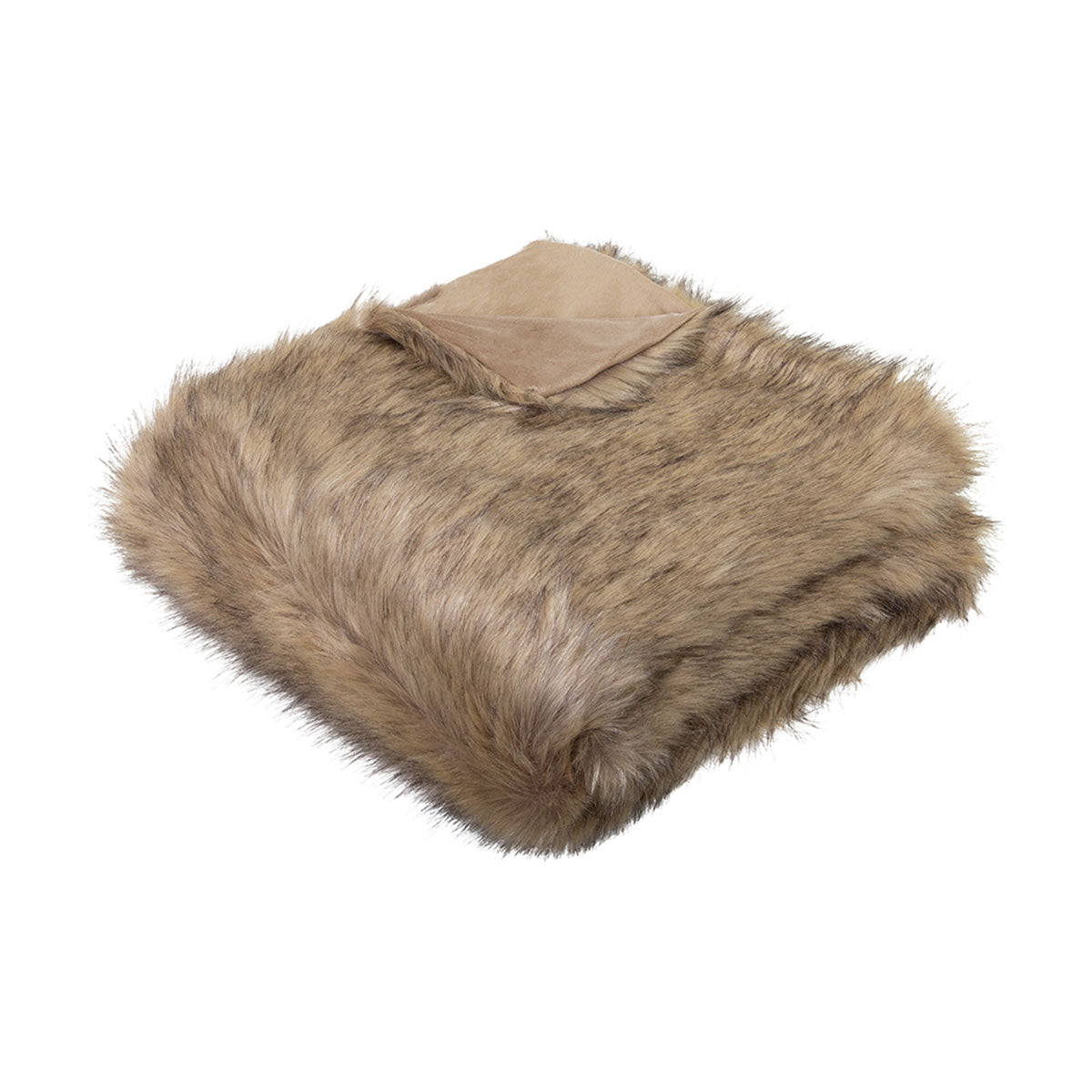 J.Elliot Home Grizzly Brown Faux Fur Throw Throws & Afghans